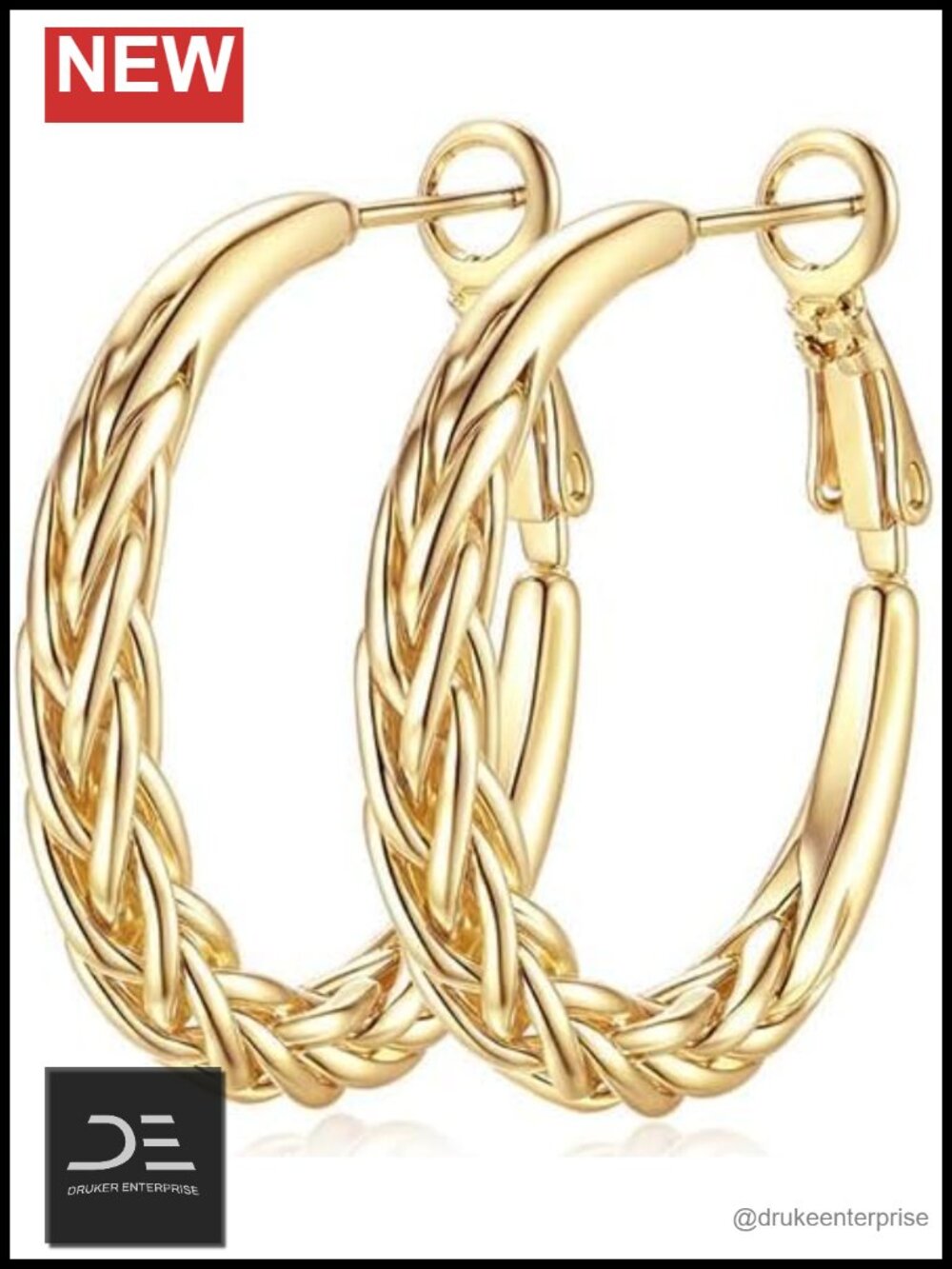 14K Gold Hoop Earrings for Women Fine Weave Hypoallergenic Gift